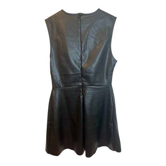 WeWoreWhat Muscle Tank Vegan Leather Black Mini Dress Large Black Fit And Flare - Picture 4 of 10